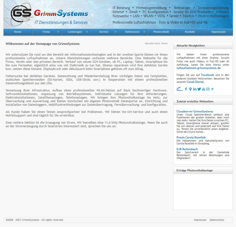 Homepage von GrimmSystems bis 02.10.2023