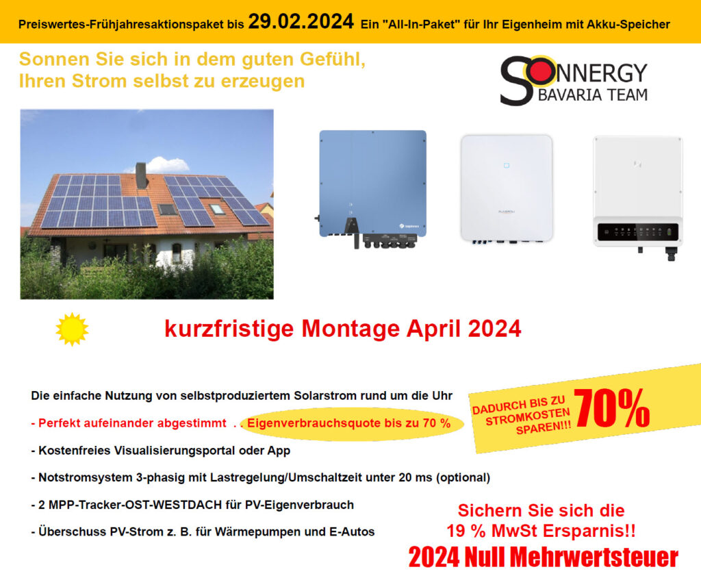 Sonnergy Bavaria Frühjahrsaktion 2024